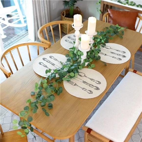 12 Pack Eucalyptus Garland Artificial Leaves Table Greenery Garland Wreath Decor - Picture 2 of 6